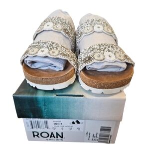 ROAN by Bedstu Jury White Multi Bead Slip-On Sandals NEW Womens